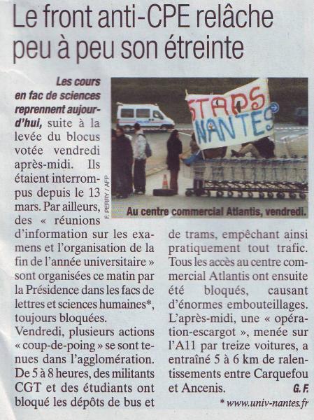 10 AVR NANT # Le front anti-CPE relâche peu a peu son étreinte
